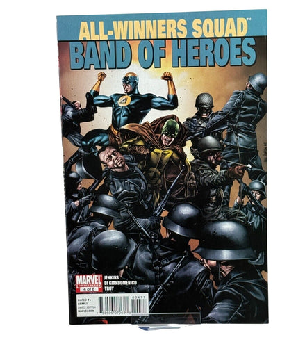 Marvel All-Winners Squad: Band Of Heroes comic cover featuring superheroes in action.
