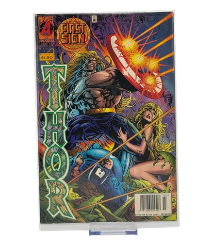 Marvel Comics Thor #491 cover featuring Thor and Captain America in battle