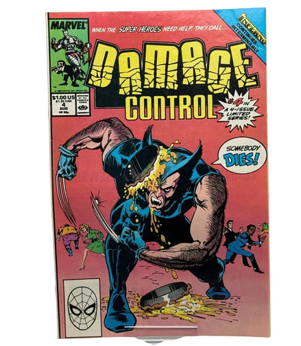 Marvel Damage Control Issue #4 comic cover featuring Wolverine in action, August 1989