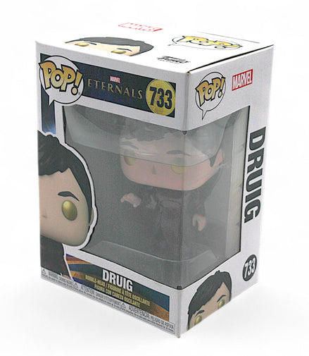 Side view of Marvel Eternals Druig Funko Pop packaging