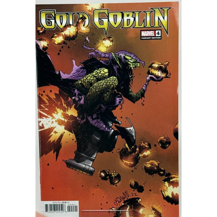 Marvel Gold Goblin #4 Variant Edition comic cover featuring explosive art by Gleason