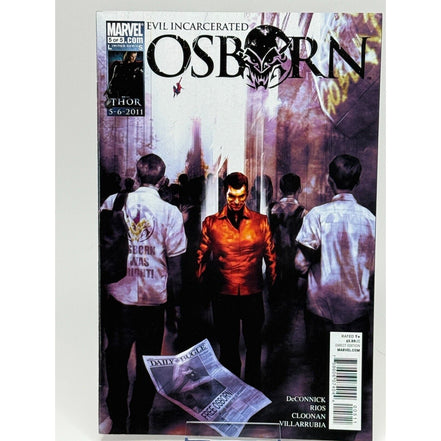 Cover of Marvel Osborn: Evil Incarcerated comic book featuring Osborn in a crowd