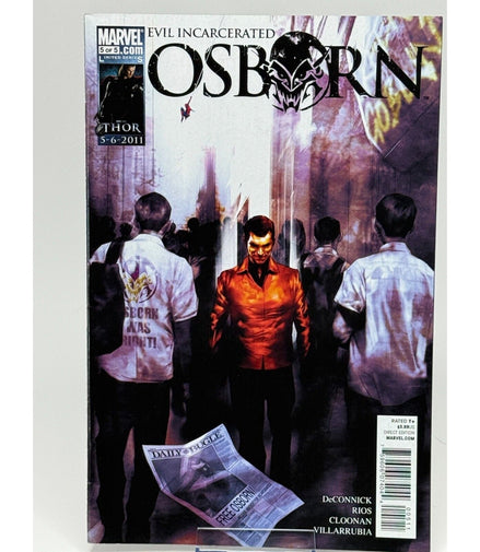 Cover of Marvel Osborn: Evil Incarcerated comic book featuring Osborn in a crowd