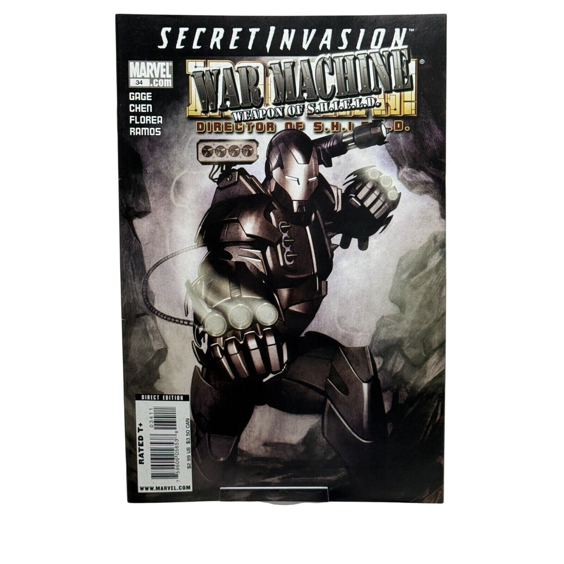Marvel Secret Invasion War Machine Comic #34 Direct Edition cover featuring War Machine in action