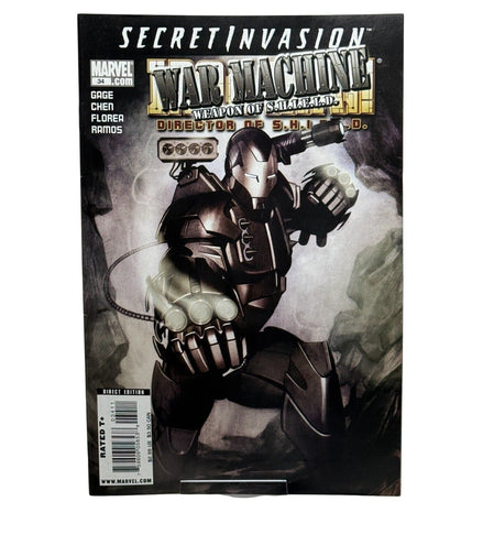Marvel Secret Invasion War Machine Comic #34 Direct Edition cover featuring War Machine in action