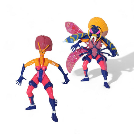 Marvel Spider-Man Spider Force Wasp action figure with detachable costume and vibrant pink and blue design