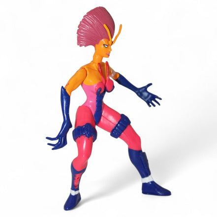 Side view of Marvel Spider-Man Spider Force Wasp action figure with vibrant colors