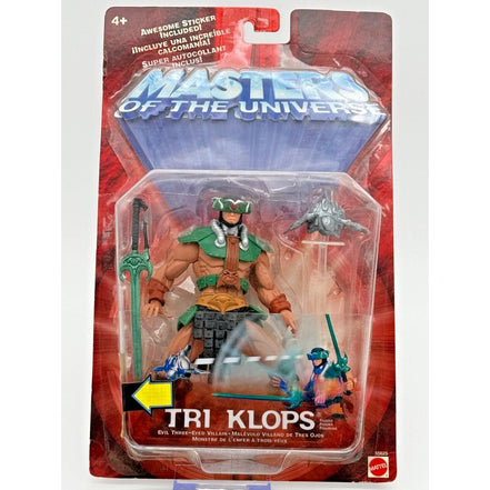 Masters of the Universe Tri-Klops action figure in packaging with accessories