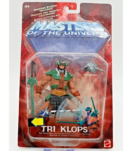 Masters of the Universe Tri-Klops action figure in packaging with accessories