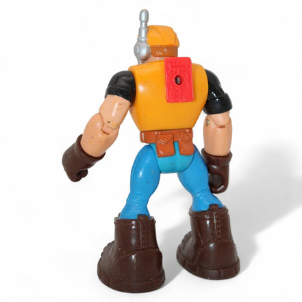 Back view of a Mattel Rescue Heroes action figure with orange vest