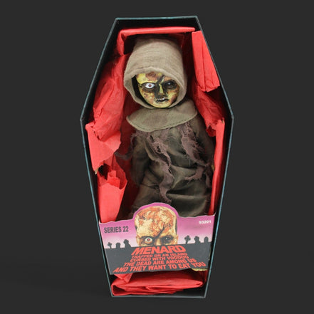 Close-up of Menard Zombie Doll's face with eerie details