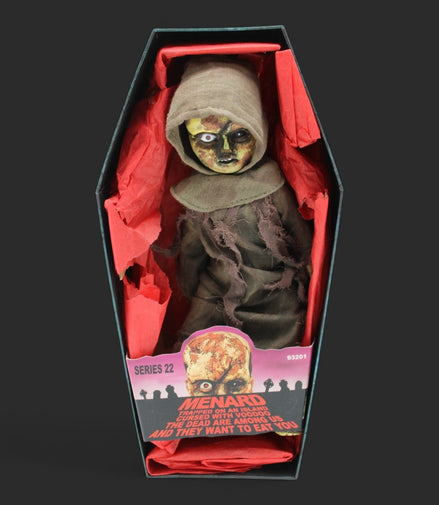 Close-up of Menard Zombie Doll's face with eerie details