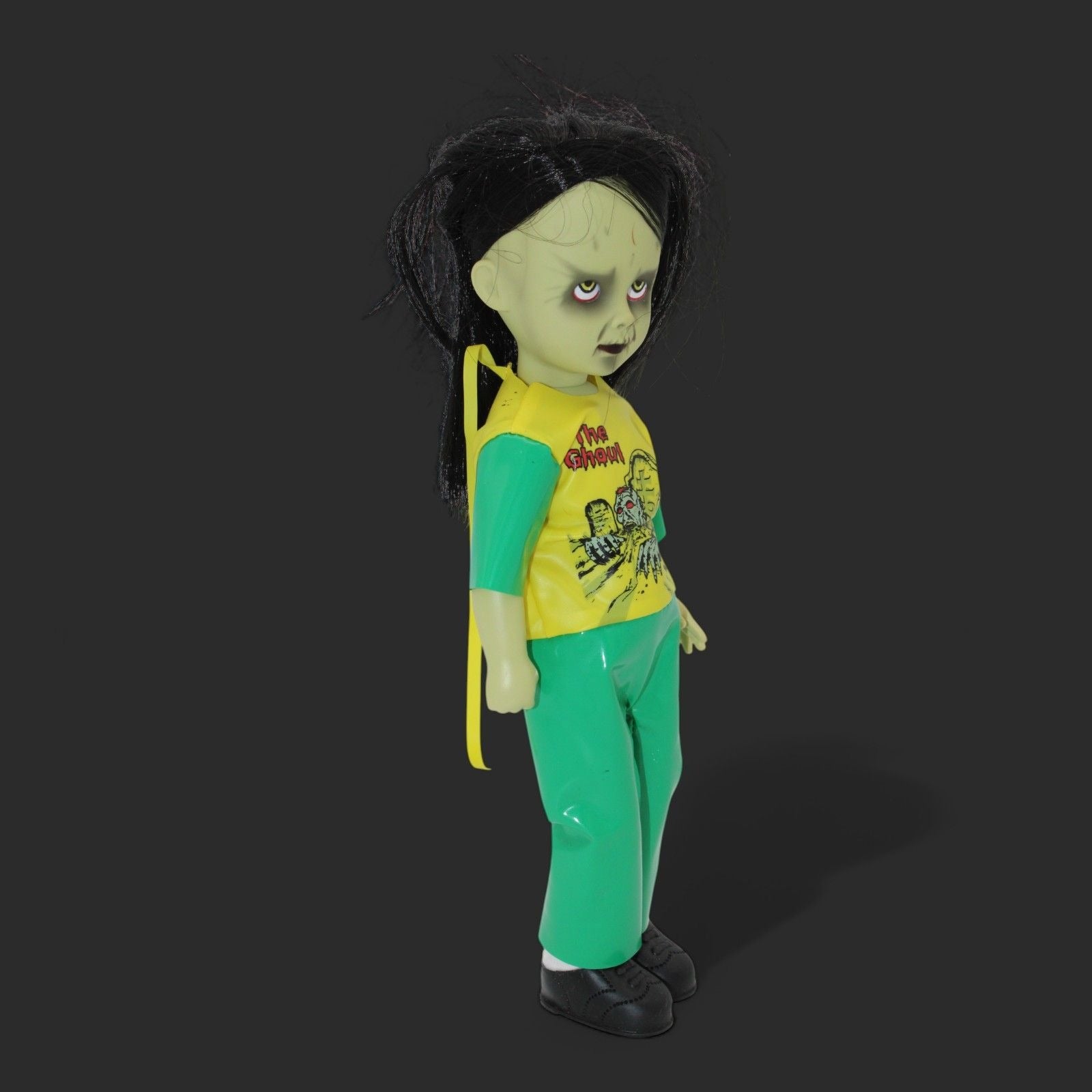 Gabriella Living Dead Doll in green outfit with black hair, front view
