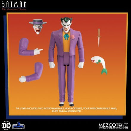 Joker figure with accessories from Mezco Toyz's DC Batman: The Animated Series