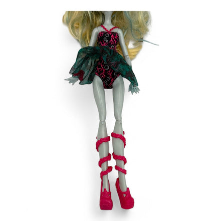 Full view of Lagoona Blue Doll's outfit and pink heels