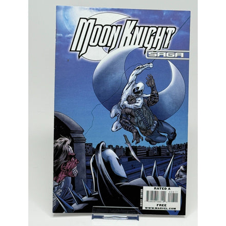 Moon Knight Saga 2009 Marvel one-shot comic cover featuring Moon Knight in action against a city backdrop.