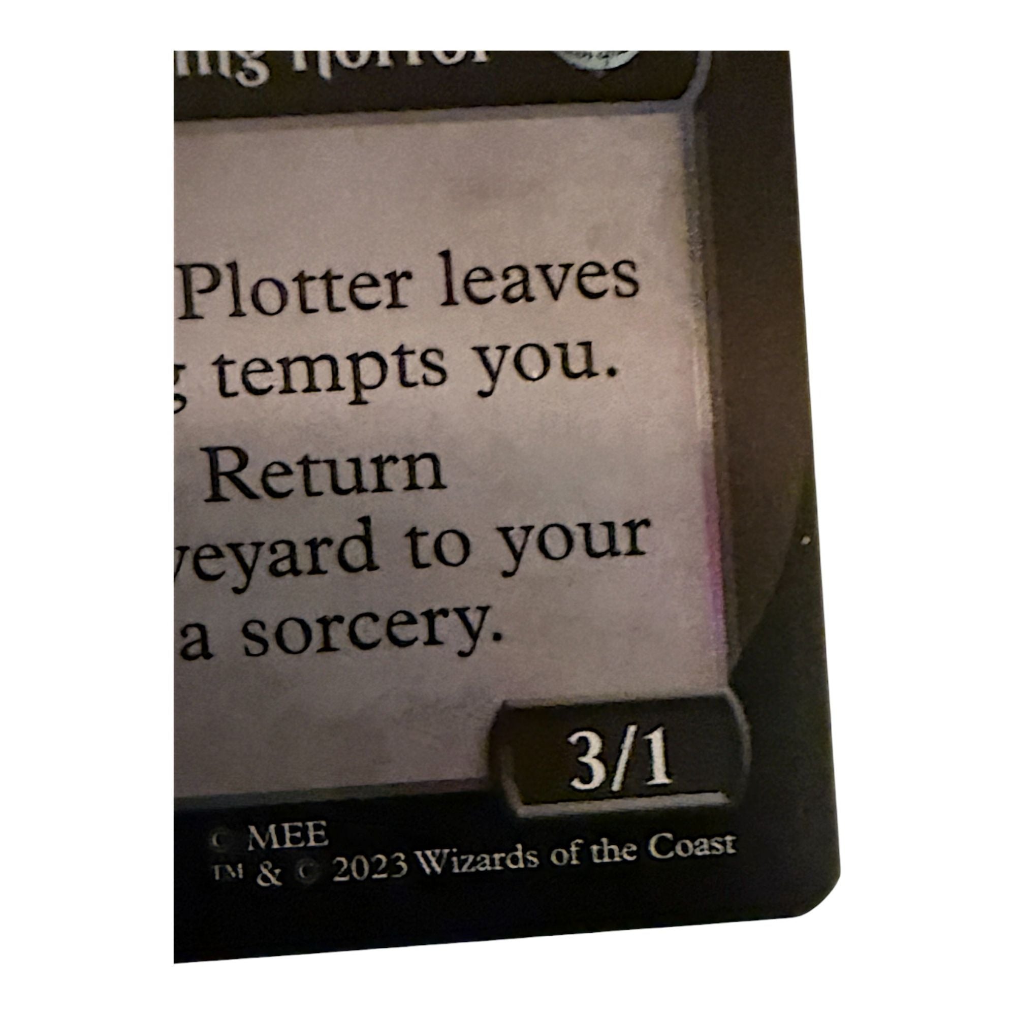 Close-up of the card's power and toughness values.