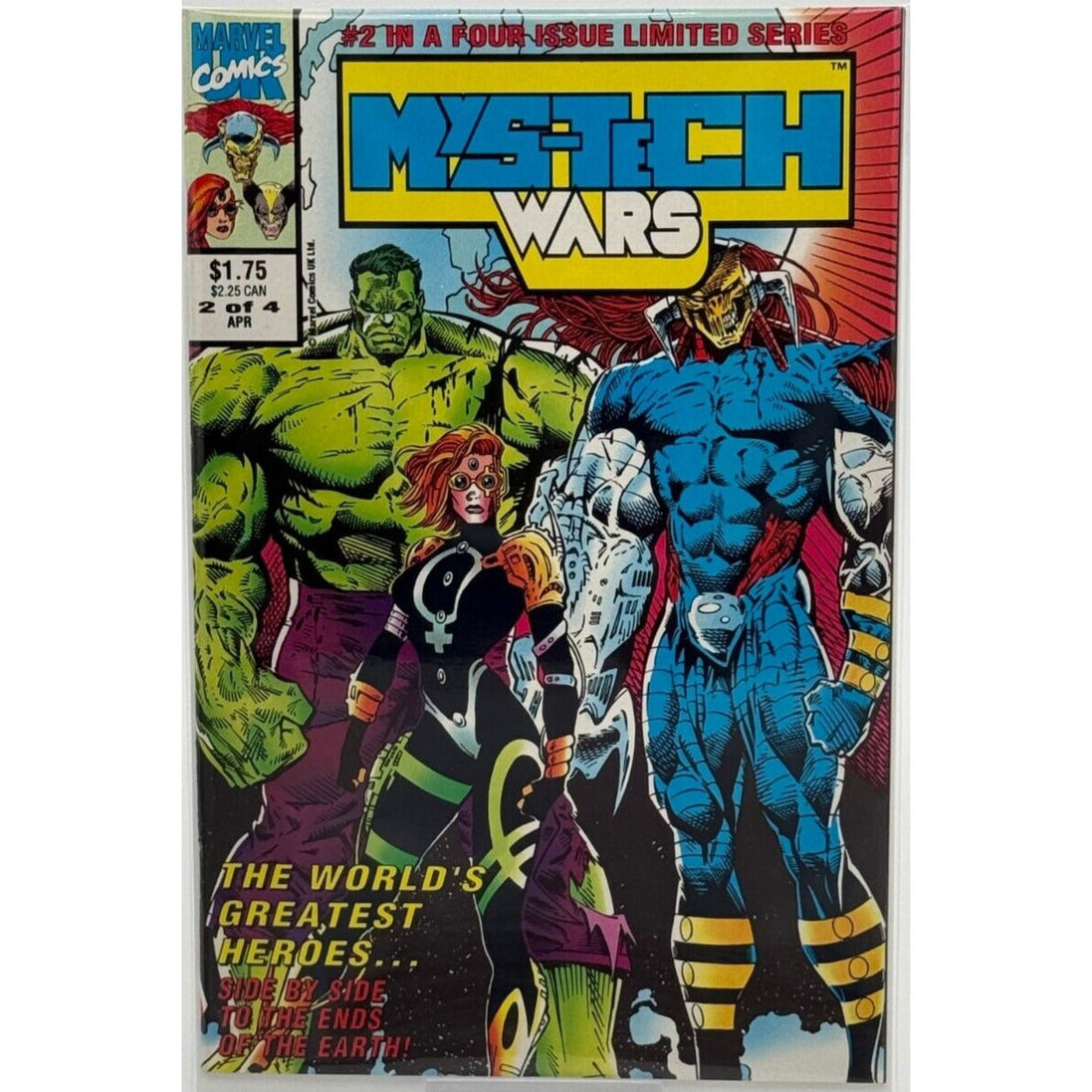 Mystech Wars #2 comic cover featuring Hulk, Death's Head II, and other heroes
