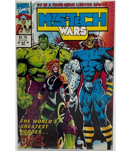 Mystech Wars #2 comic cover featuring Hulk, Death's Head II, and other heroes