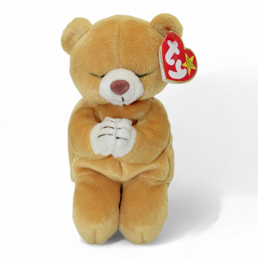 Ty Beanie Baby Hope Praying Bear Plush Toy 1998 Soft Collectible Tan Stuffed Animal 7"