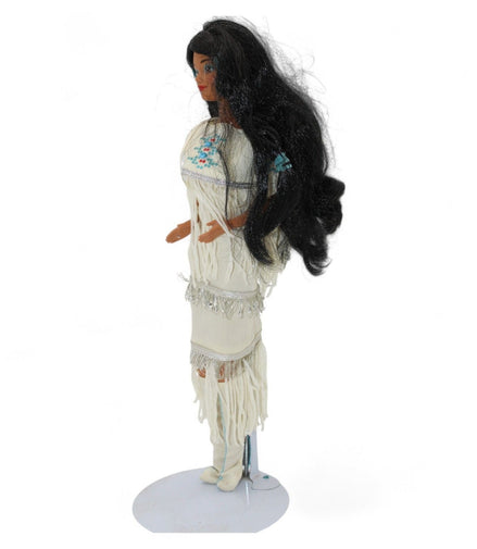 Side view of Native American Barbie Doll with detailed beading