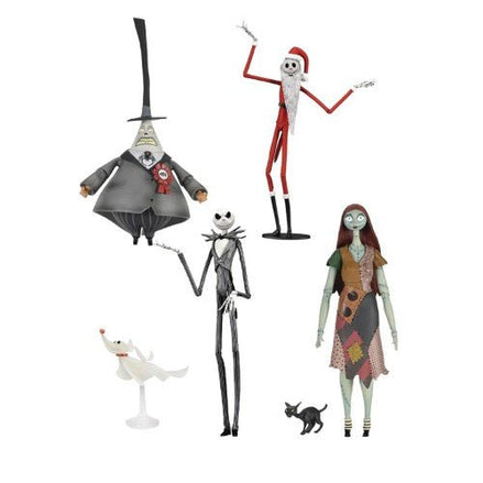 NECA Nightmare Before Christmas action figures set including Jack Skellington, Sally, and others