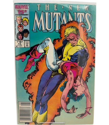 The New Mutants #42 comic cover featuring vibrant superhero artwork