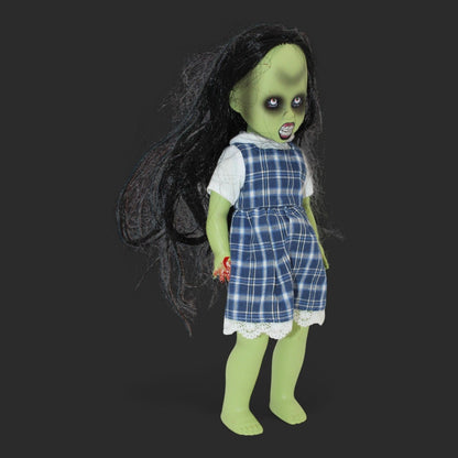 Living Dead Dolls Series 14 Dee K. Zombie Doll 10" Green Skin Plaid Dress Missing Accessories
