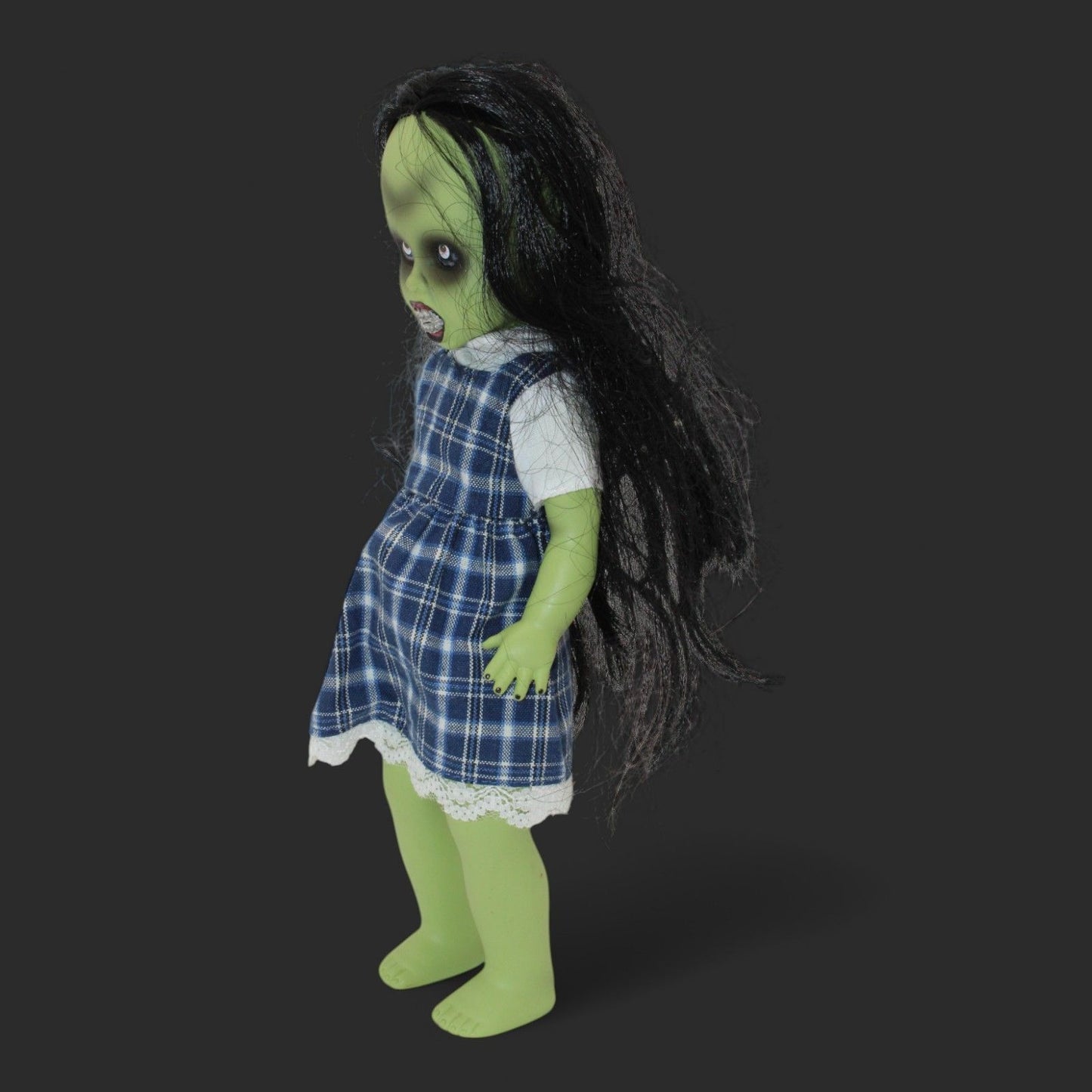 Living Dead Dolls Series 14 Dee K. Zombie Doll 10" Green Skin Plaid Dress Missing Accessories