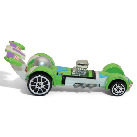 Rear view of Buzz Lightyear die-cast car highlighting design elements
