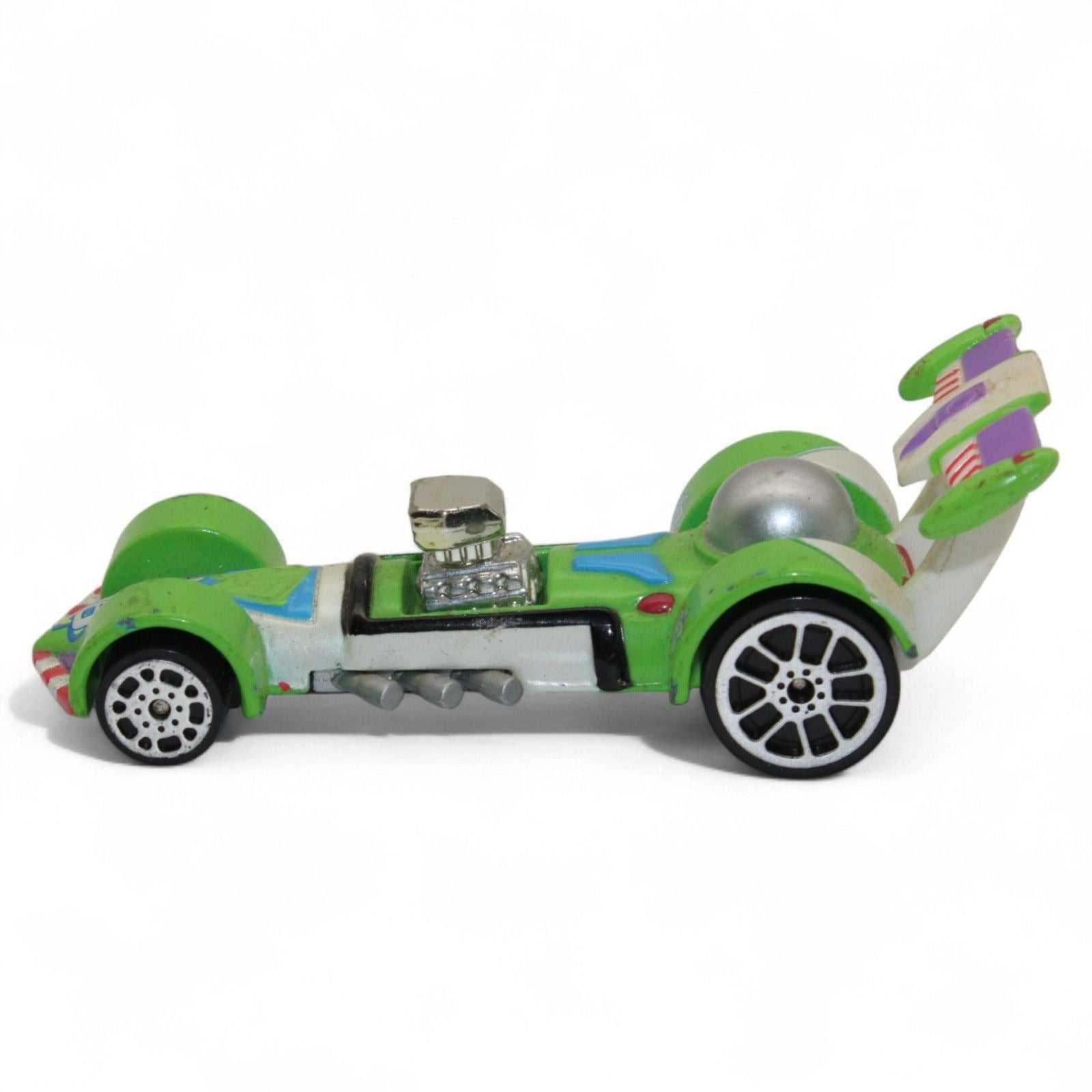 Green and purple Buzz Lightyear 1/64 die-cast car with detailed design