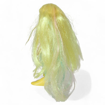 Back view of mermaid doll with long blonde hair