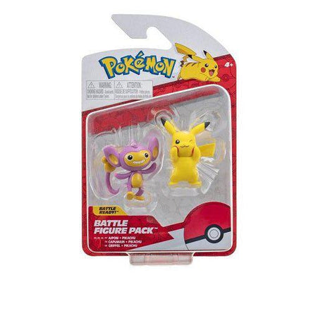 Pokemon Battle 2 Inch And 3 Inch Figure Packs(50077) - Select Figure(s) - Flip Side CollectiblesAction & Toy FiguresToyShnipAipom + Pikachu