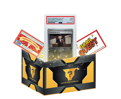 Mystery Grail box with graded Pokemon card and game cards