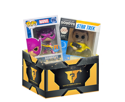 Funko Pop and Handmade By Robots figures in a mystery box