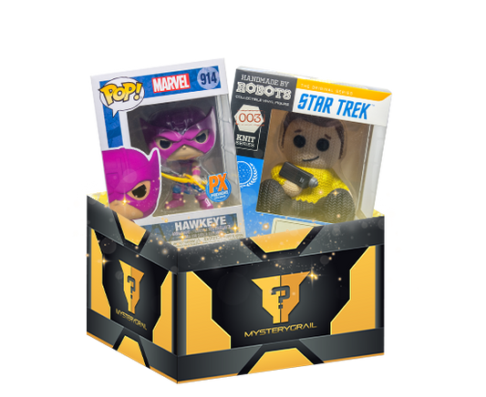 Funko Pop and Handmade By Robots figures in a mystery box