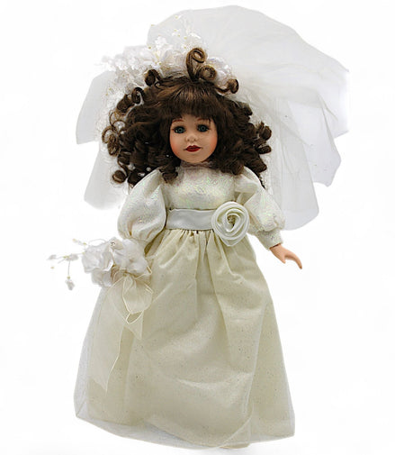 Porcelain Bride Doll with Elegant White Dress and Veil – wedding dollCollector's ChoiceDollbridal gowncollectible dollcollector's item1