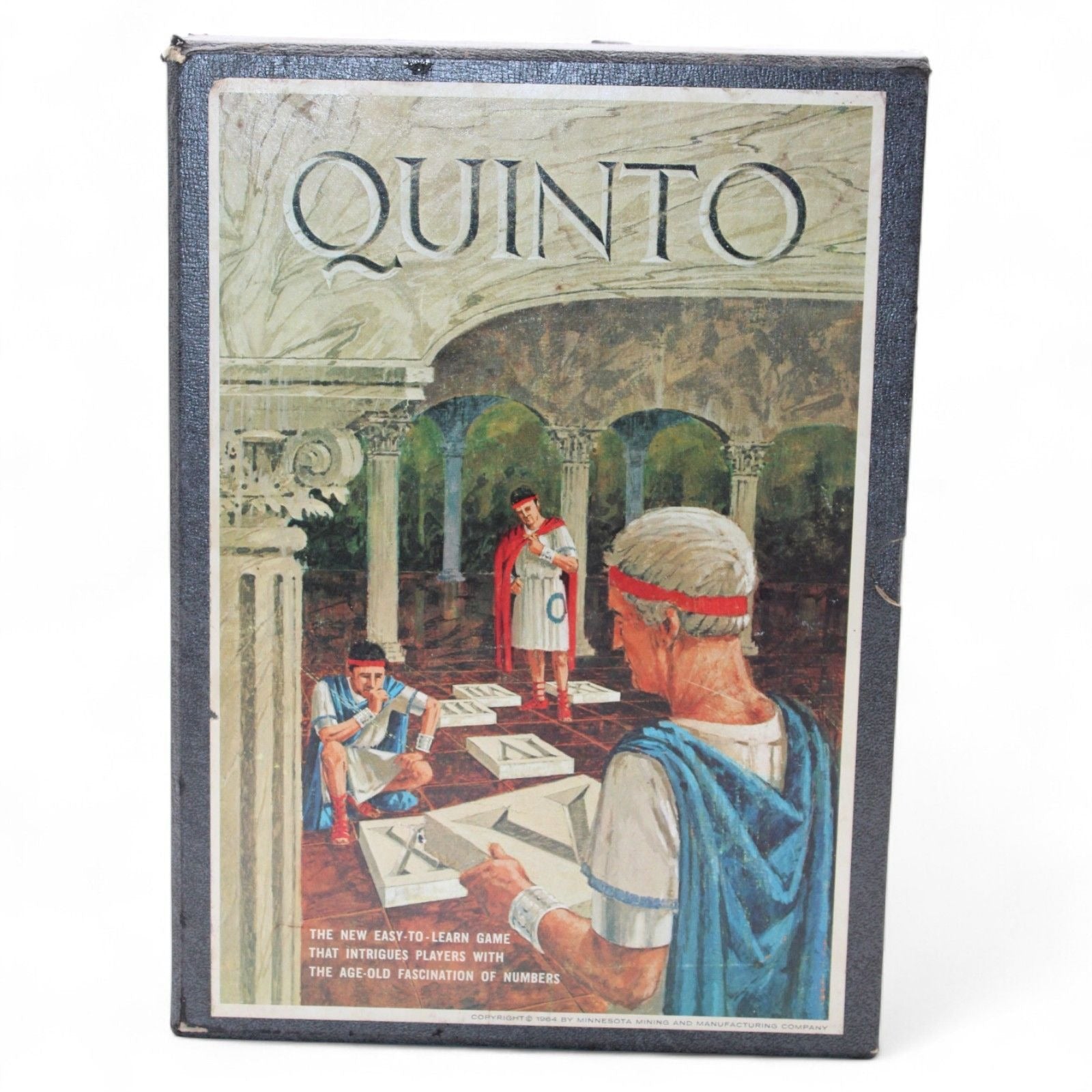Vintage 1964 Quinto board game by 3M, complete with original pieces, score sheets, and instructions, in excellent pre-owned condition.
