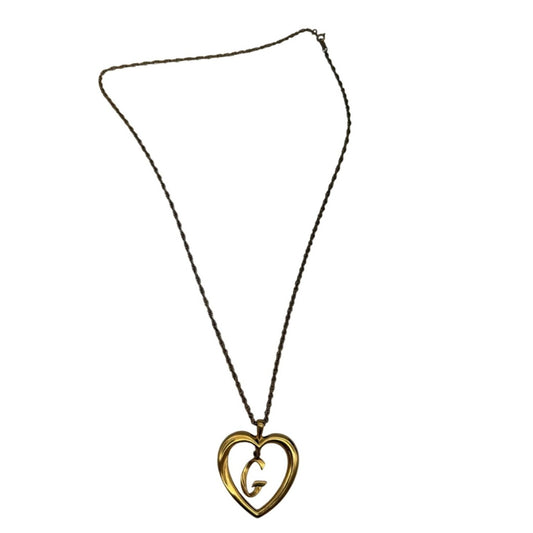 Avon Gold-Tone Heart Pendant Necklace With "G" Initial