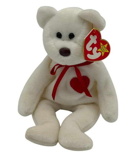 Rare TY Beanie Baby Valentino Bear 1994 with tag errors and red heart