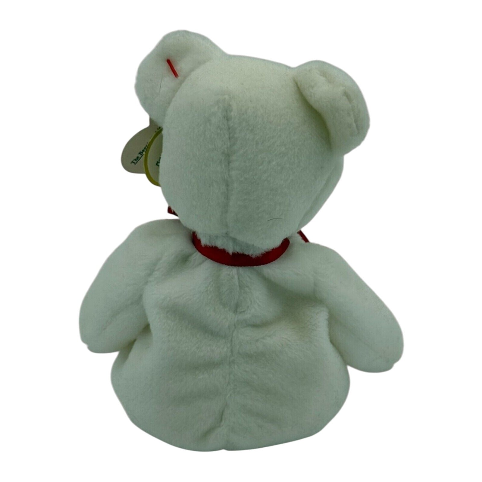 Back view of TY Beanie Baby Valentino Bear with white plush