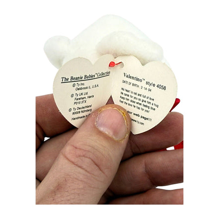 Tag details of TY Beanie Baby Valentino Bear showing errors