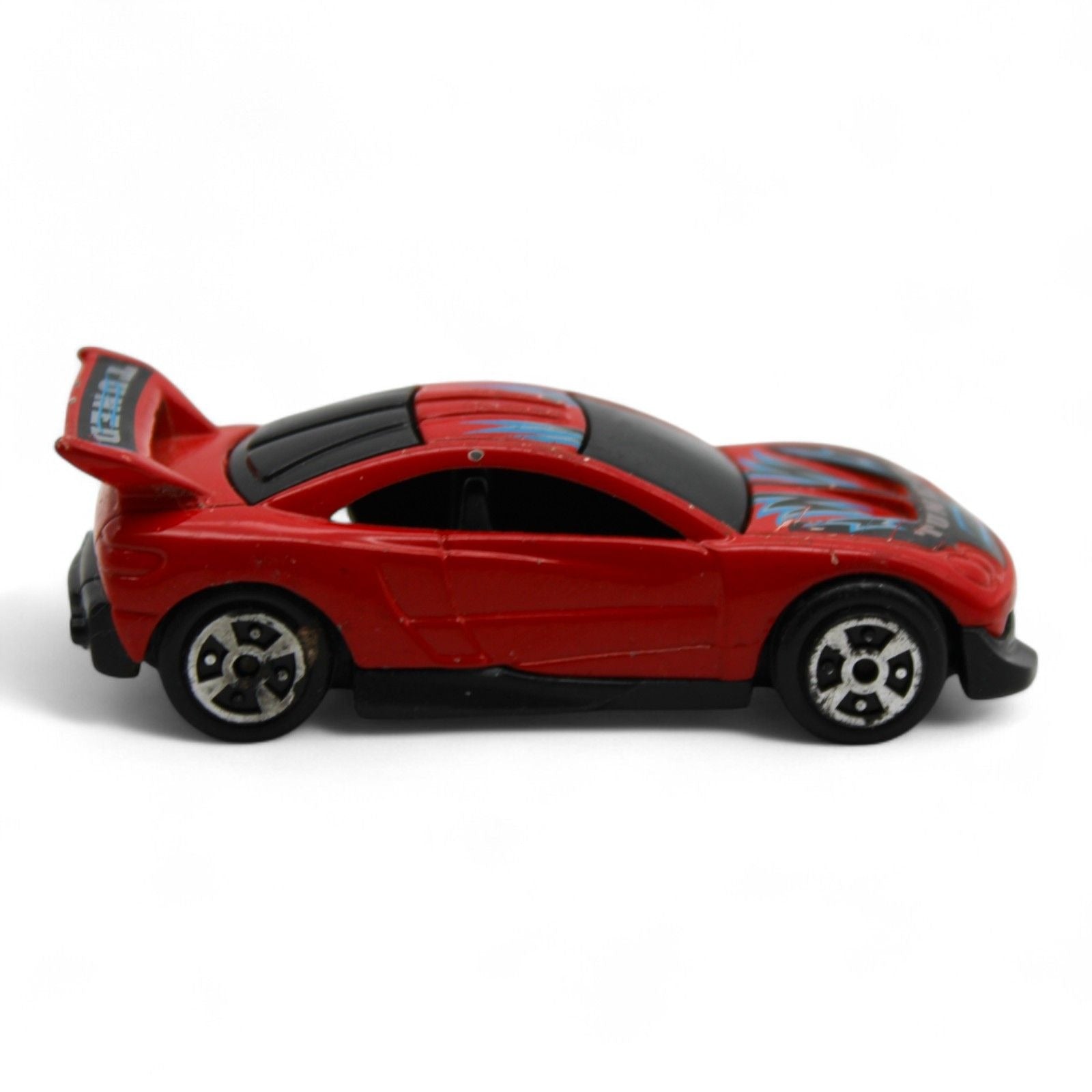 Rear view of Yat Ming No. 838 red diecast car highlighting its spoiler