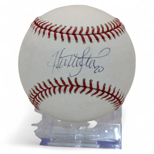 Rawlings Official Major League Baseball, signed in blue ink by Huston Street (#23), comes with a clear display stand. Excellent condition with vibrant stitching and a crisp, well-preserved autograph—ideal for sports memorabilia collectors and baseball fans.
