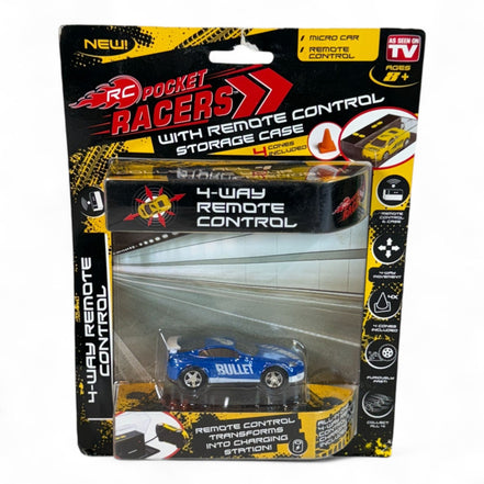 RC Pocket Racers 4 - Way Remote Control Micro Car - Blue Bullet - Flip Side CollectiblesToyFlip Side Collectibles