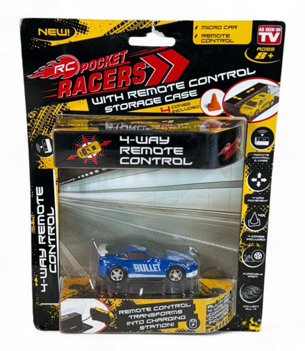 RC Pocket Racers 4 - Way Remote Control Micro Car - Blue Bullet - Flip Side CollectiblesToyFlip Side Collectibles