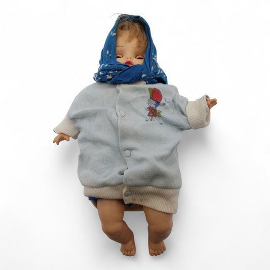 Vintage Baby Doll With Blue Scarf & Light Blue Outfit