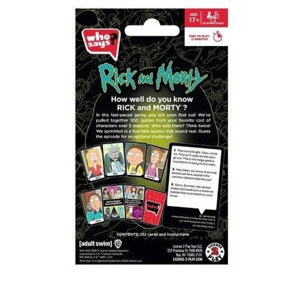 Back of the Rick and Morty card game box