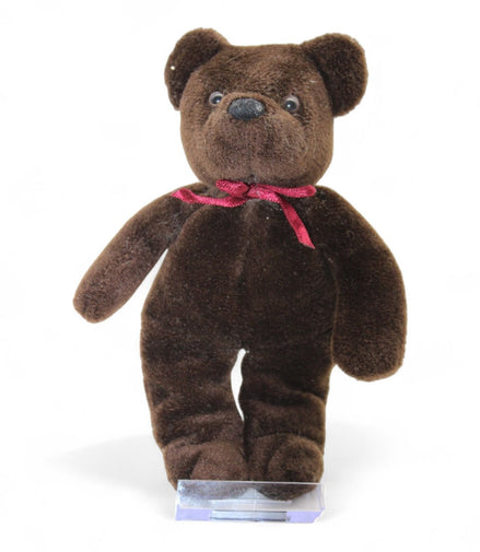 Russ Berrie Tidbit plush teddy bear with red ribbon standing upright