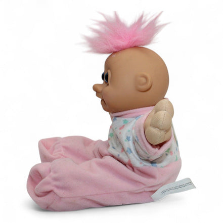 RUSS Troll Kidz Doll with pink pajamas and pink hair, front view
